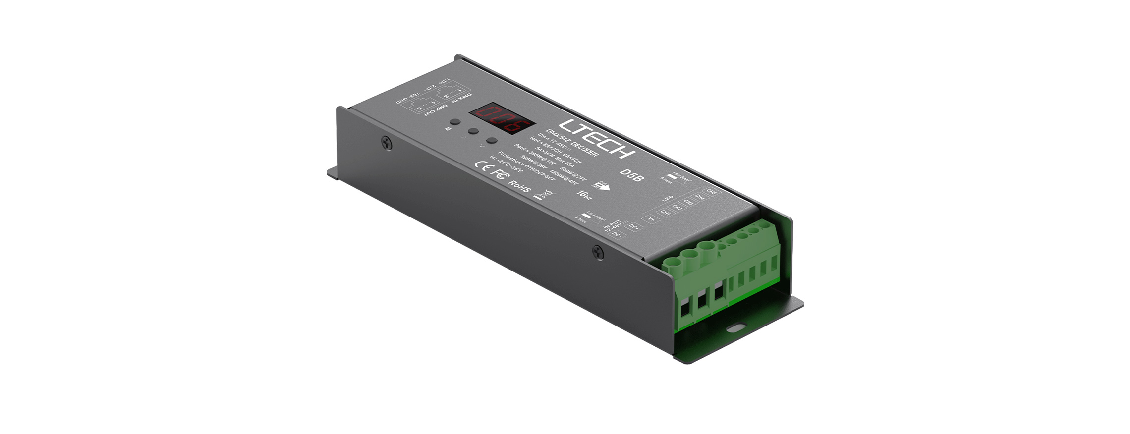 5路 DMX/RDM恒壓解碼器 D5B（RJ45 DMX信號(hào)端口）