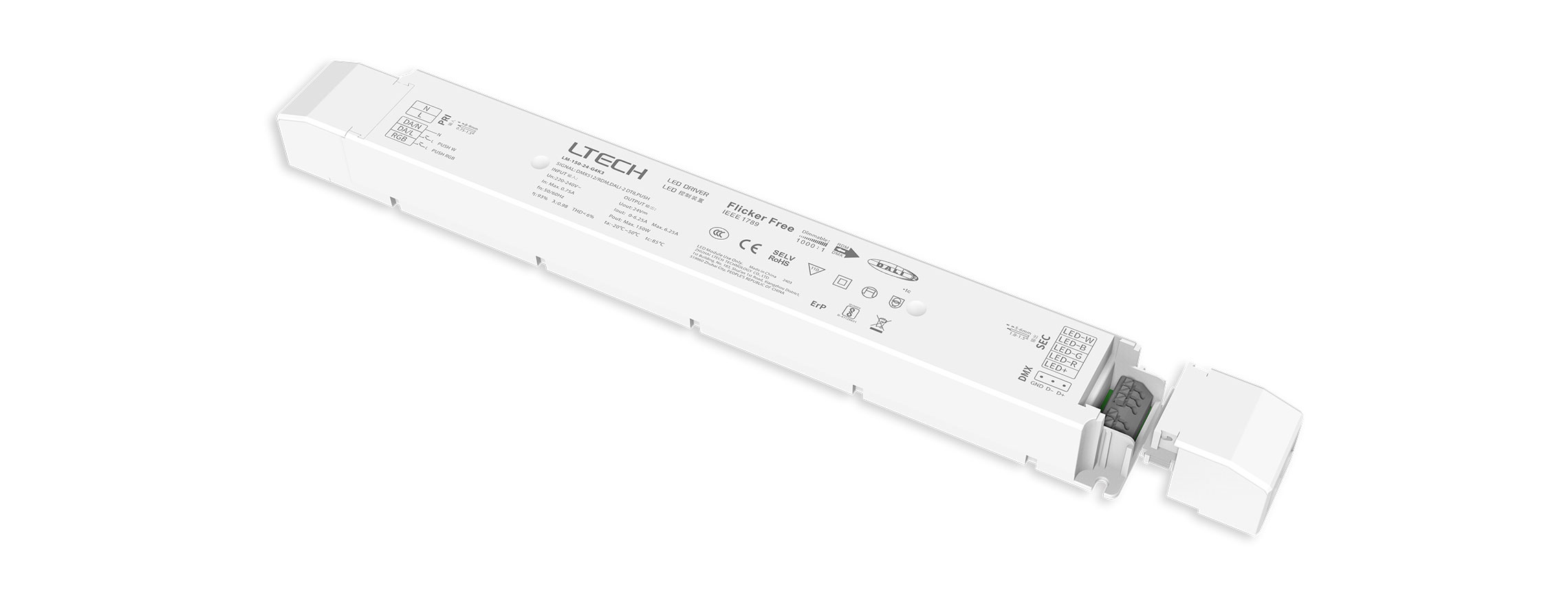 150W 24V 恒壓DMX，DALI-2 DT6/DT8 RGBW全彩調(diào)光電源 LM-150-24-G4K3