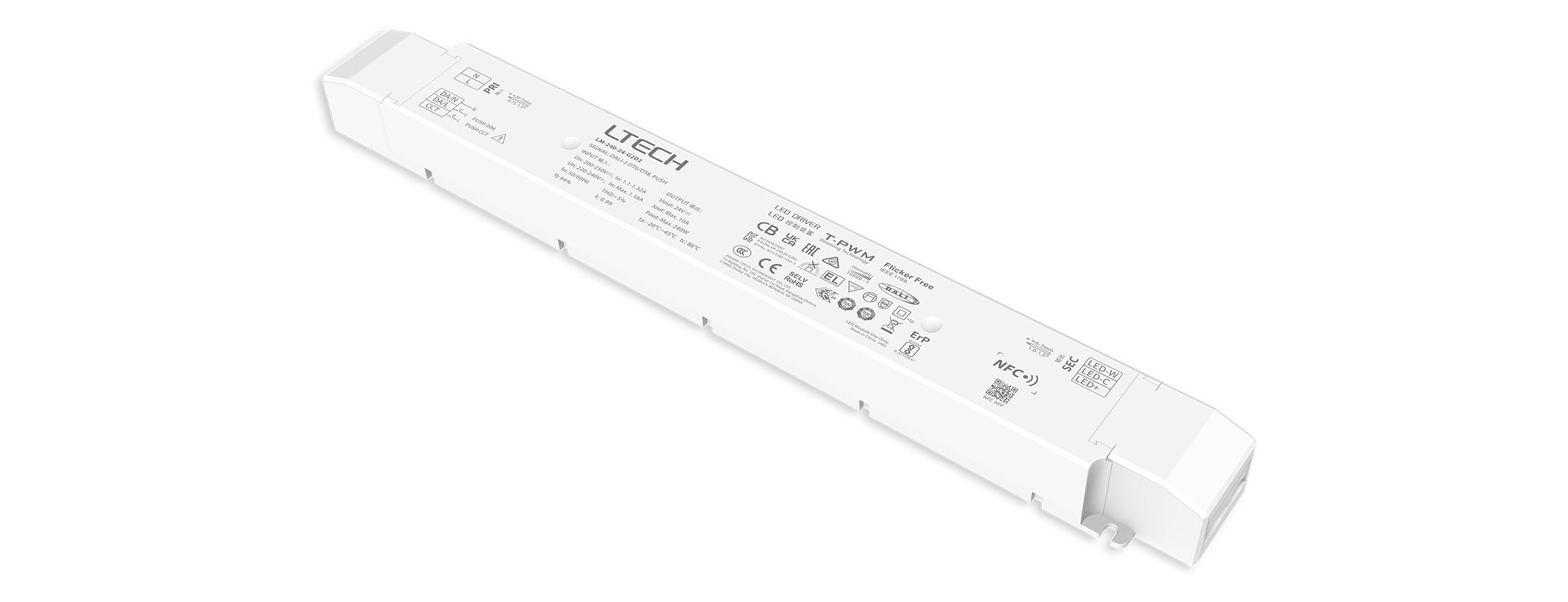 240W 24V NFC可編程DALI恒壓色溫電源 LM-240-24-G2D2