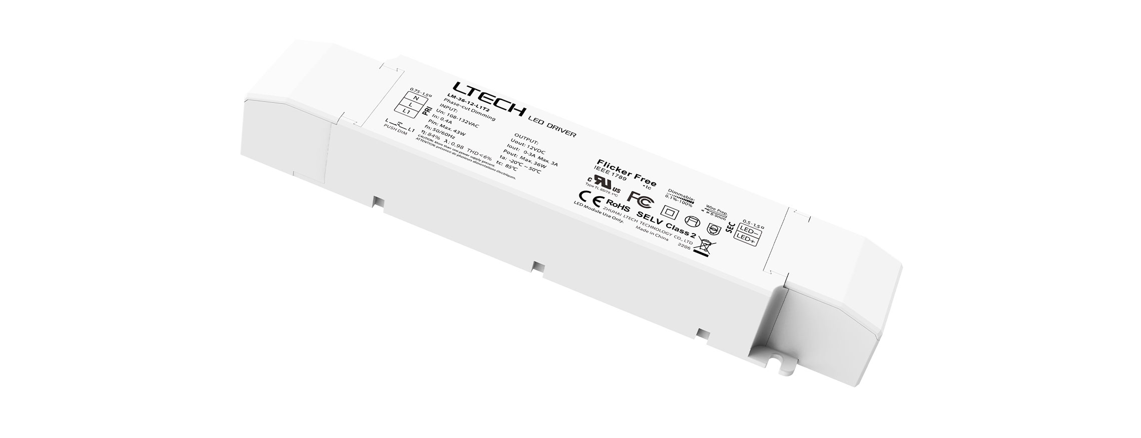 36W 12VDC 美規(guī)UL恒壓可控硅調(diào)光電源 LM-36-12-L1T2