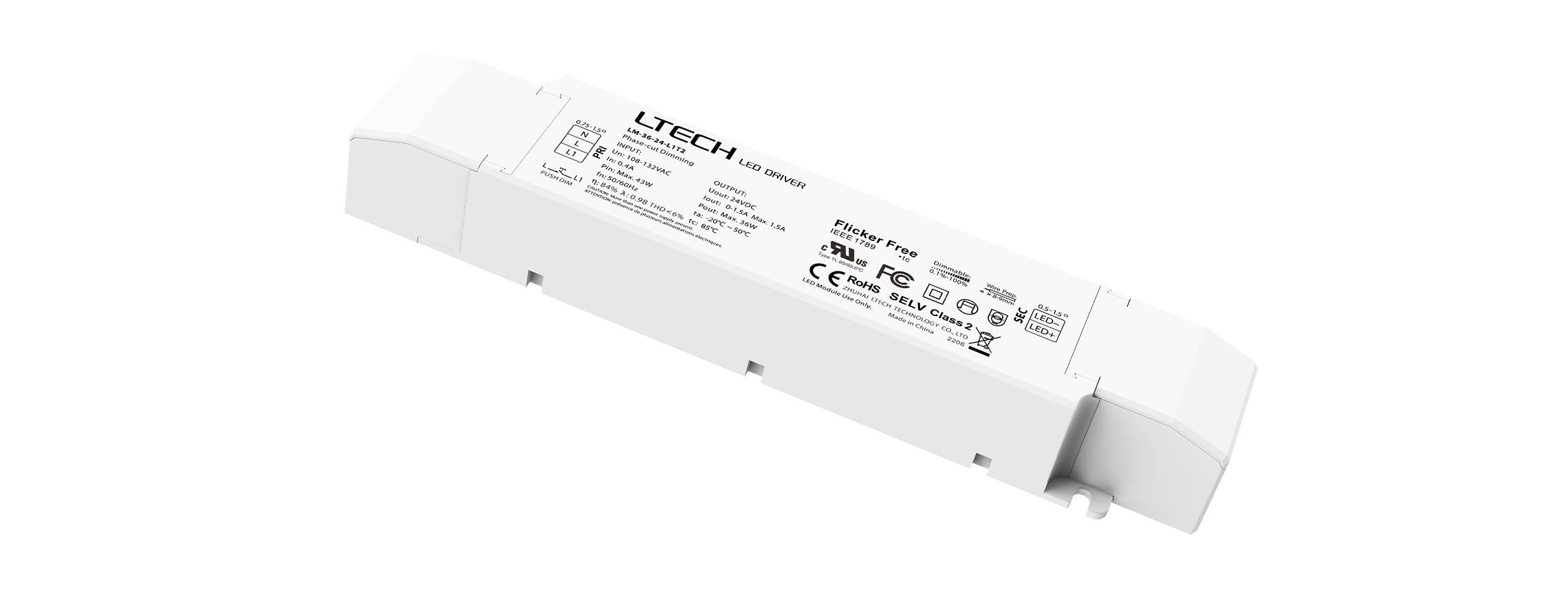 36W 24VDC 美規(guī)UL恒壓可控硅調(diào)光電源 LM-36-24-L1T2