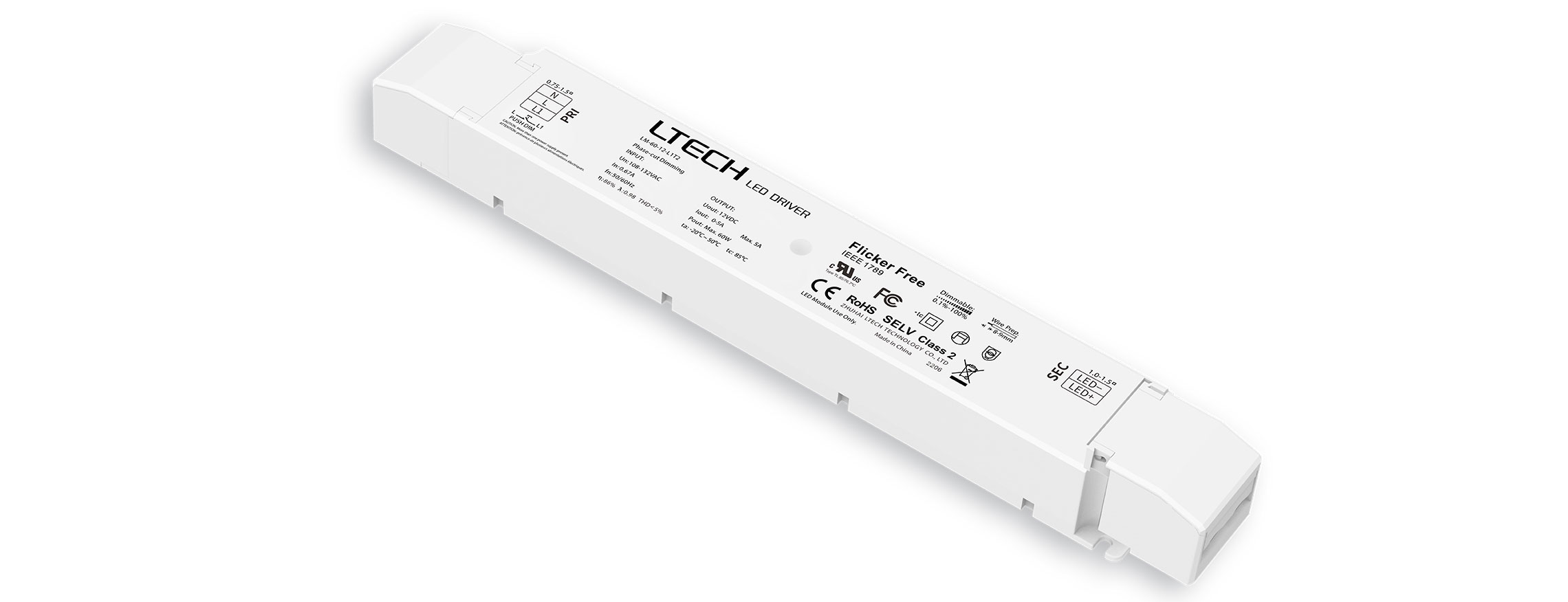 60W 12VDC 美規(guī)UL恒壓可控硅調(diào)光電源LM-60-12-L1T2