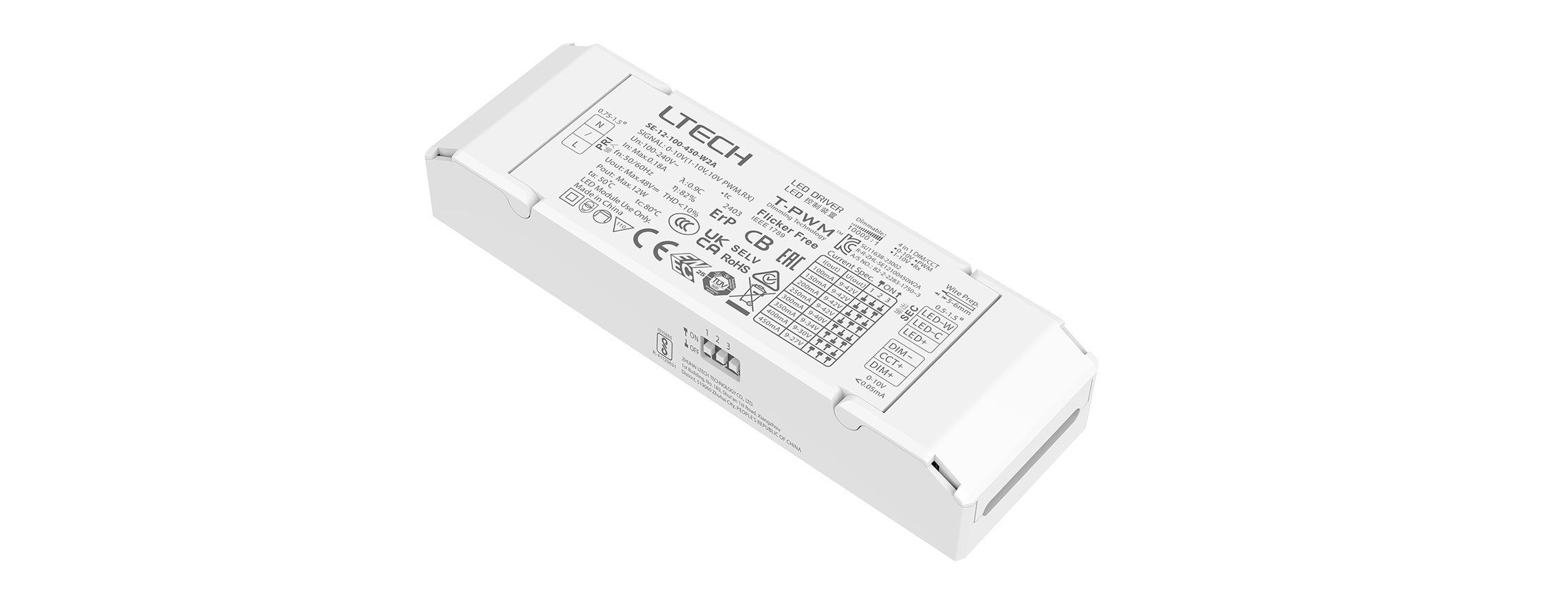12W 100-450mA 恒流0/1-10V色溫電源 SE-12-100-450-W2A
