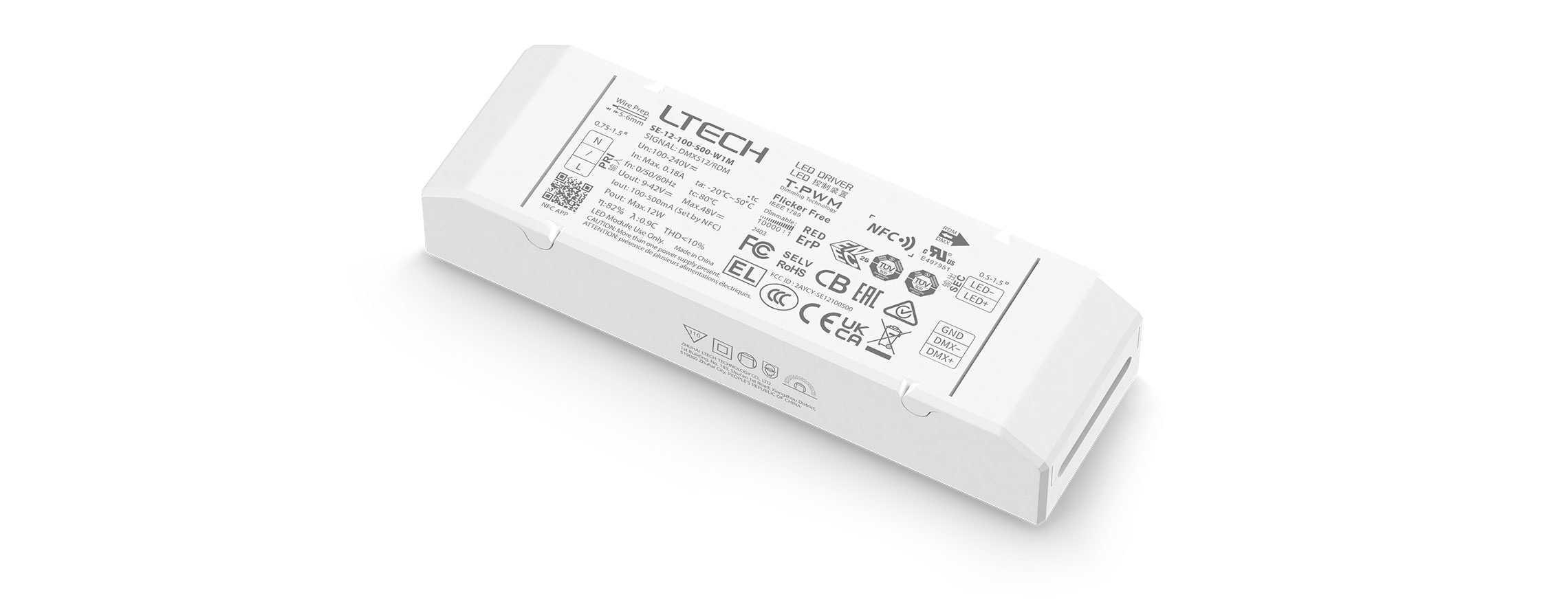 12W 100-500mA NFC可編程DMX調(diào)光電源 SE-12-100-500-W1M