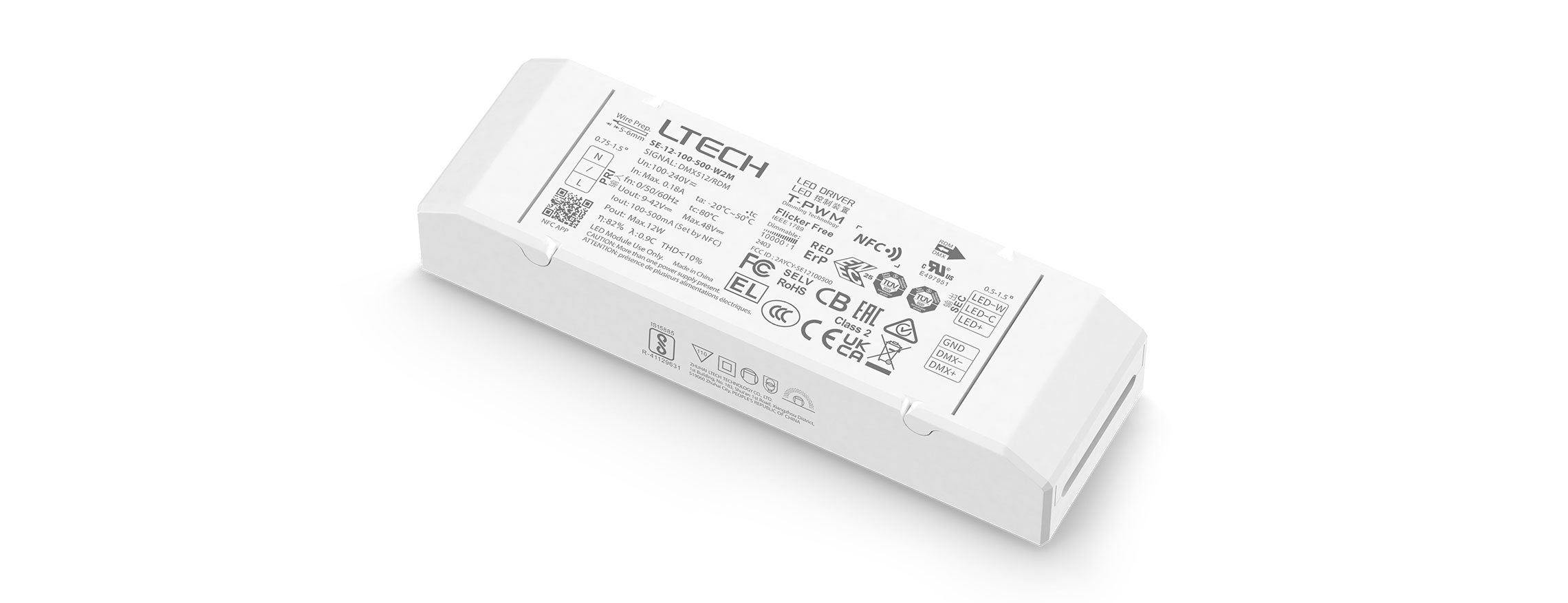 12W 100-500mA NFC可編程DMX色溫電源 SE-12-100-500-W2M