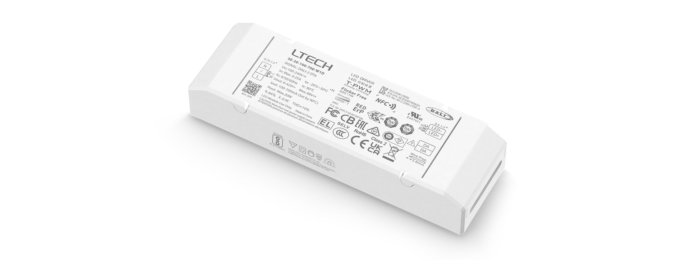20W 100-700mA NFC可編程DALI調(diào)光電源 SE-20-100-700-W1D