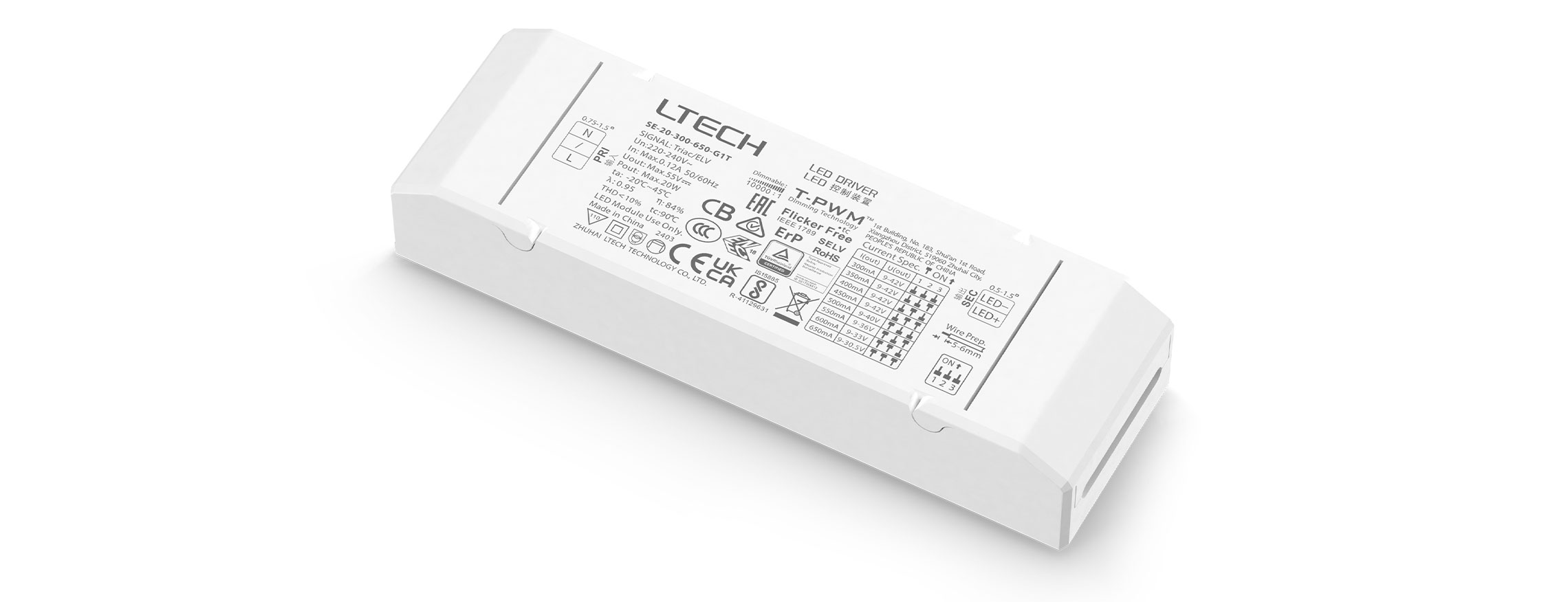 20W 300-650mA 恒流可控硅智能調(diào)光電源 SE-20-300-650-G1T